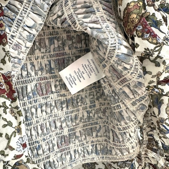 Veronica Beard Farha Dress Mini Short 3/4 Long Sleeve Floral Smocked Ruffle Sz 2